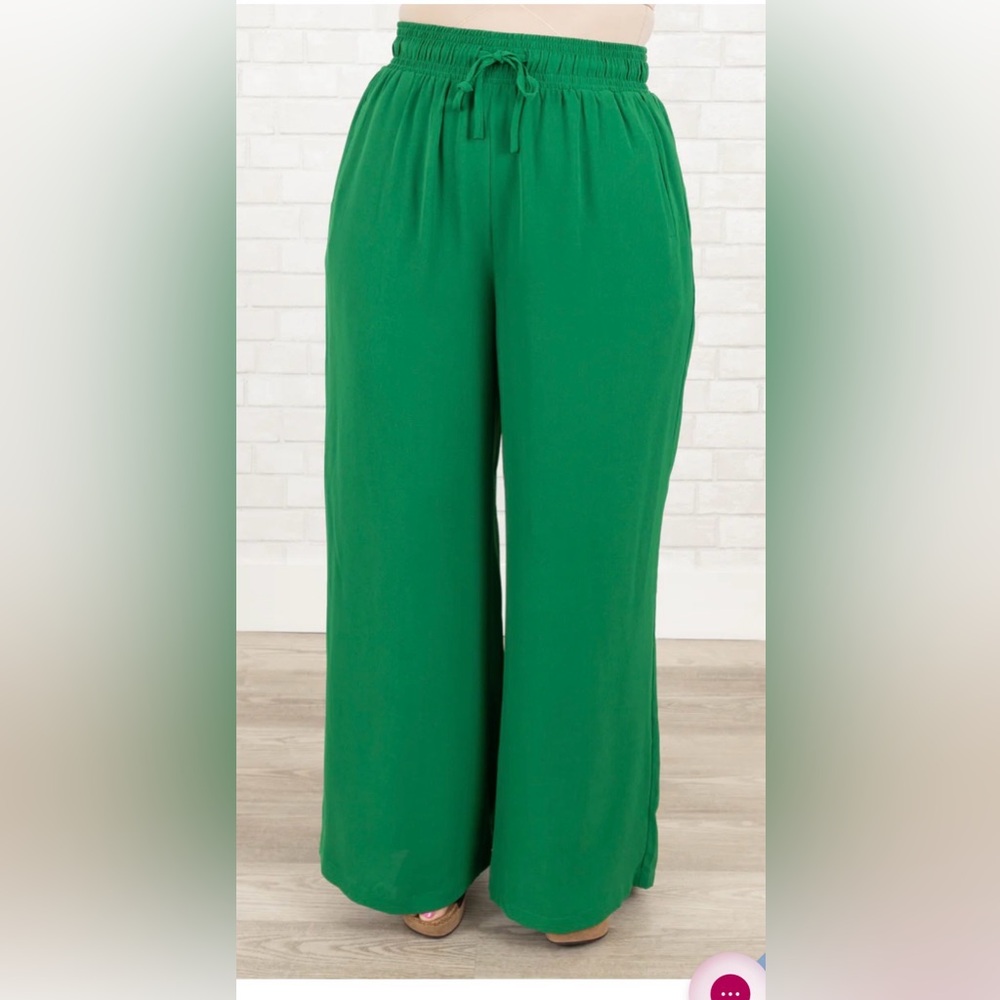 Chic Soul Vibrant Green Wide Leg Pants